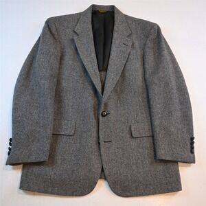 Vtg USA Made 42S Gray Herringbone Wool Tweed Mens Blazer Suit Jacket Sport Coat